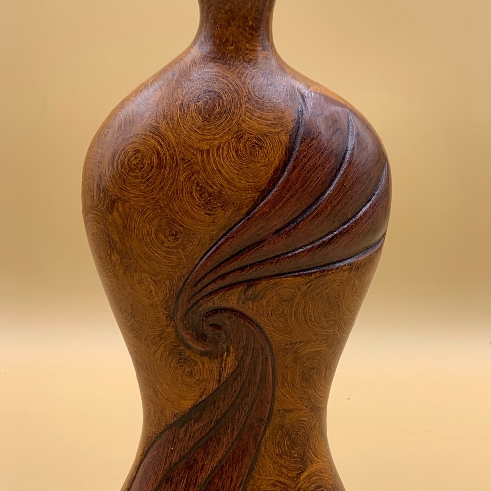 Artistic Swirl Design Wooden Vase